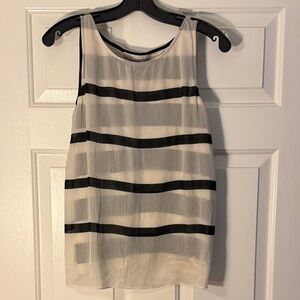 Ann Taylor LOFT Striped Black and White Sleeveless Top Small